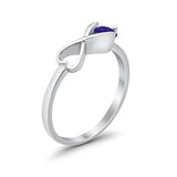 Petite Dainty Heart Promise Ring Simulated Blue Sapphire Cubic Zirconia 925 Sterling Silver