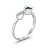 Petite Dainty Infinity Promise Wedding Ring Simulated Green Emerald CZ 925 Sterling Silver
