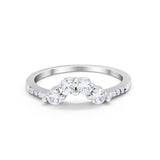 Curved Wedding Eternity Band Simulated Cubic Zirconia 925 Sterling Silver Ring