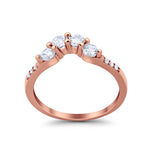 Curved Wedding Eternity Rose Tone, Simulated CZ 925 Sterling Silver Ring