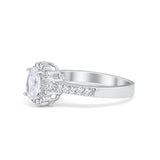 Floral Engagement Ring Oval Simulated CZ 925 Sterling Silver