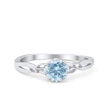Art Deco Wedding Ring Simulated Aquamarine CZ 925 Sterling Silver
