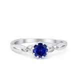 Art Deco Wedding Ring Simulated Blue Sapphire CZ 925 Sterling Silver