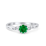 Art Deco Wedding Ring Simulated Green Emerald CZ 925 Sterling Silver