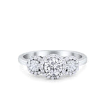 Three Stone Simulated Cubic Zirconia Wedding Ring 925 Sterling Silver