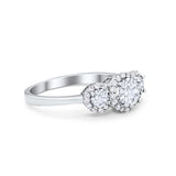 Three Stone Simulated Cubic Zirconia Wedding Ring 925 Sterling Silver