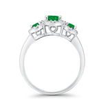 Three Stone Simulated Green Emerald CZ Wedding Ring 925 Sterling Silver
