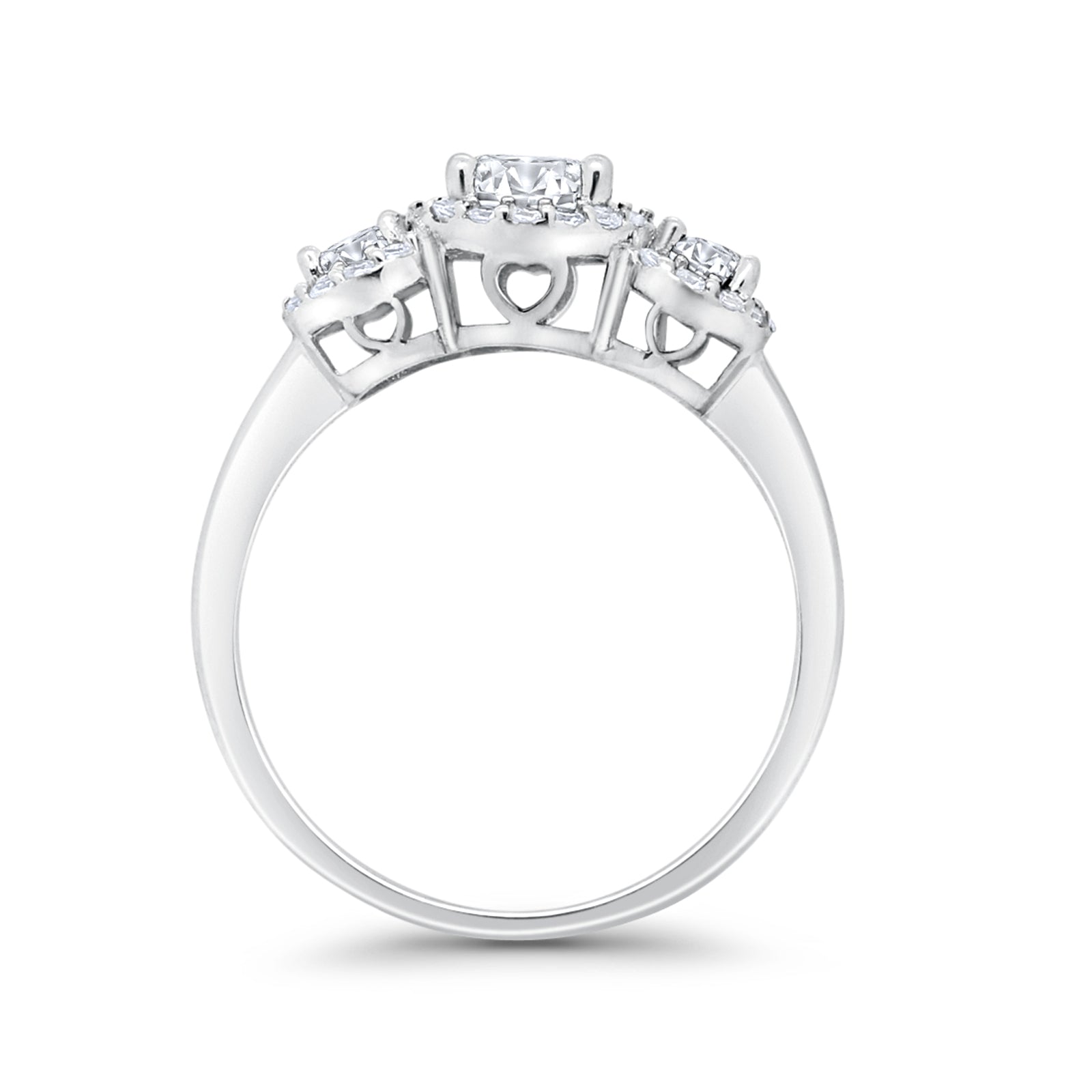 Three Stone Simulated Cubic Zirconia Wedding Ring 925 Sterling Silver