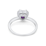 Halo Art Deco Heart Promise Ring Simulated Amethyst CZ 925 Sterling Silver