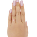 Teardrop Pear Wedding Ring Rose Tone, Simulated Morganite CZ 925 Sterling Silver