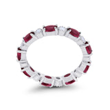 Full Eternity Band Oval Round Simulated Ruby CZ 925 Sterling Silver