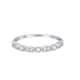 Art Deco Wedding Eternity Ring Lab Created White Opal 925 Sterling Silver