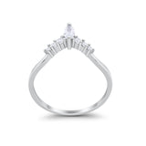 Art Deco Wedding Ring Chevron Midi Band Marquise Simulated Cubic Zirconia 925 Sterling Silver