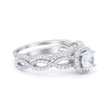 Two Piece Infinity Shank Simulated Cubic Zirconia 925 Sterling Silver Wedding Ring