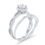Two Piece Infinity Shank Simulated Cubic Zirconia 925 Sterling Silver Wedding Ring