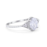 Oval Art Deco Engagement Bridal Ring Simulated Cubic Zirconia 925 Sterling Silver