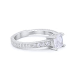 Art Deco Wedding Ring Cushion Simulated Cubic Zirconia 925 Sterling Silver