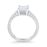 Art Deco Wedding Ring Cushion Simulated Cubic Zirconia 925 Sterling Silver