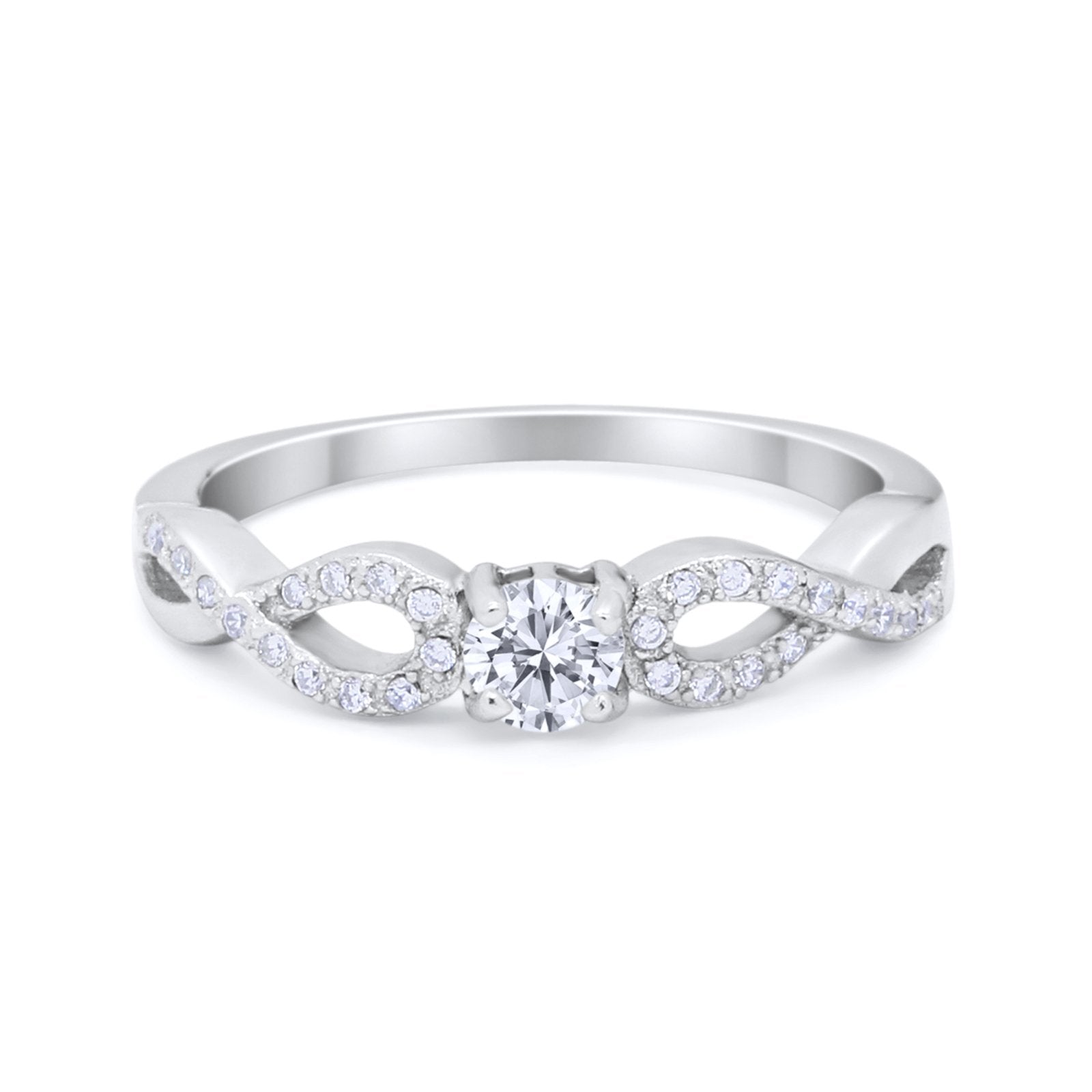 Petite Dainty Infinity Shank Ring Simulated Cubic Zirconia 925 Sterling Silver
