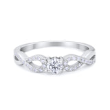Petite Dainty Infinity Shank Ring Simulated Cubic Zirconia 925 Sterling Silver