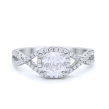 Halo Cushion Infinity Shank Wedding Ring Simulated Cubic Zirconia 925 Sterling Silver