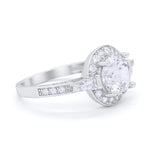 Art Deco Round Wedding Ring Simulated Cubic Zirconia 925 Sterling Silver