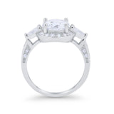 Art Deco Round Wedding Ring Simulated Cubic Zirconia 925 Sterling Silver