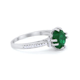 Solitaire Accent Wedding Ring Round Simulated Green Emerald CZ 925 Sterling Silver
