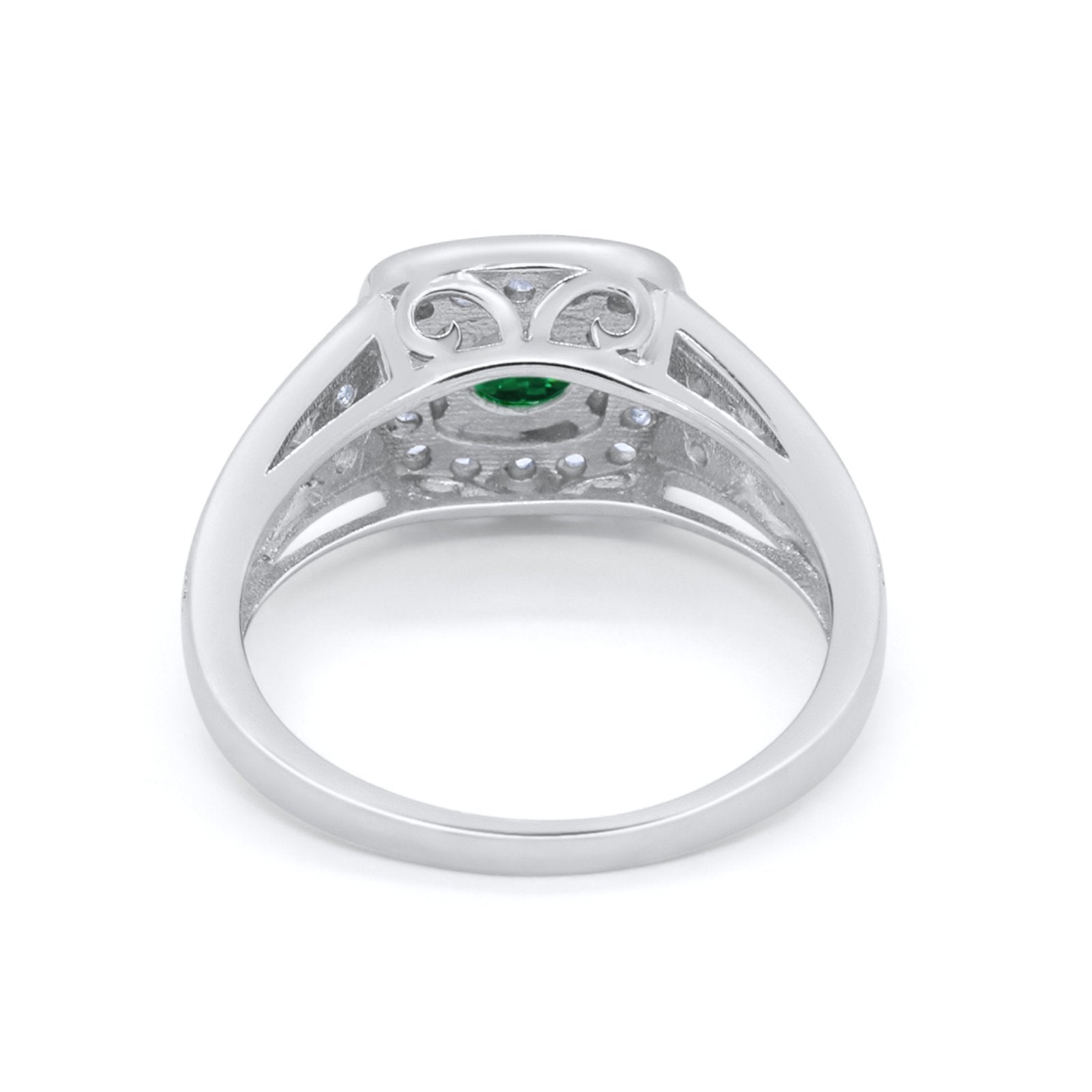 Bezel Solitaire Fashion Ring Simulated Green Emerald CZ 925 Sterling Silver