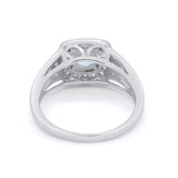 Bezel Solitaire Fashion Ring Lab Created White Opal 925 Sterling Silver