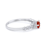Art Deco Petite Dainty Wedding Ring Simulated Garnet CZ 925 Sterling Silver