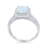 Cushion Art Deco Wedding Ring Lab Created White Opal 925 Sterling Silver