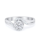 Swirl Engagement Ring Round Simulated Cubic Zirconia 925 Sterling Silver