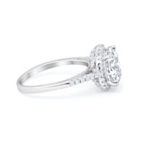Halo Art Deco Engagement Bridal Ring Round Simulated CZ 925 Sterling Silver
