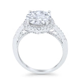 Halo Art Deco Engagement Bridal Ring Round Simulated CZ 925 Sterling Silver