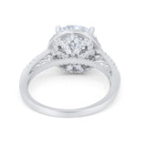 Halo Art Deco Engagement Bridal Ring Round Simulated CZ 925 Sterling Silver
