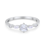 Petite Dainty Engagement Ring Marquise Simulated CZ 925 Sterling Silver