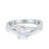 Solitaire Accent Ring Round Simulated Cubic Zirconia Twist Infinity Shank 925 Sterling Silver