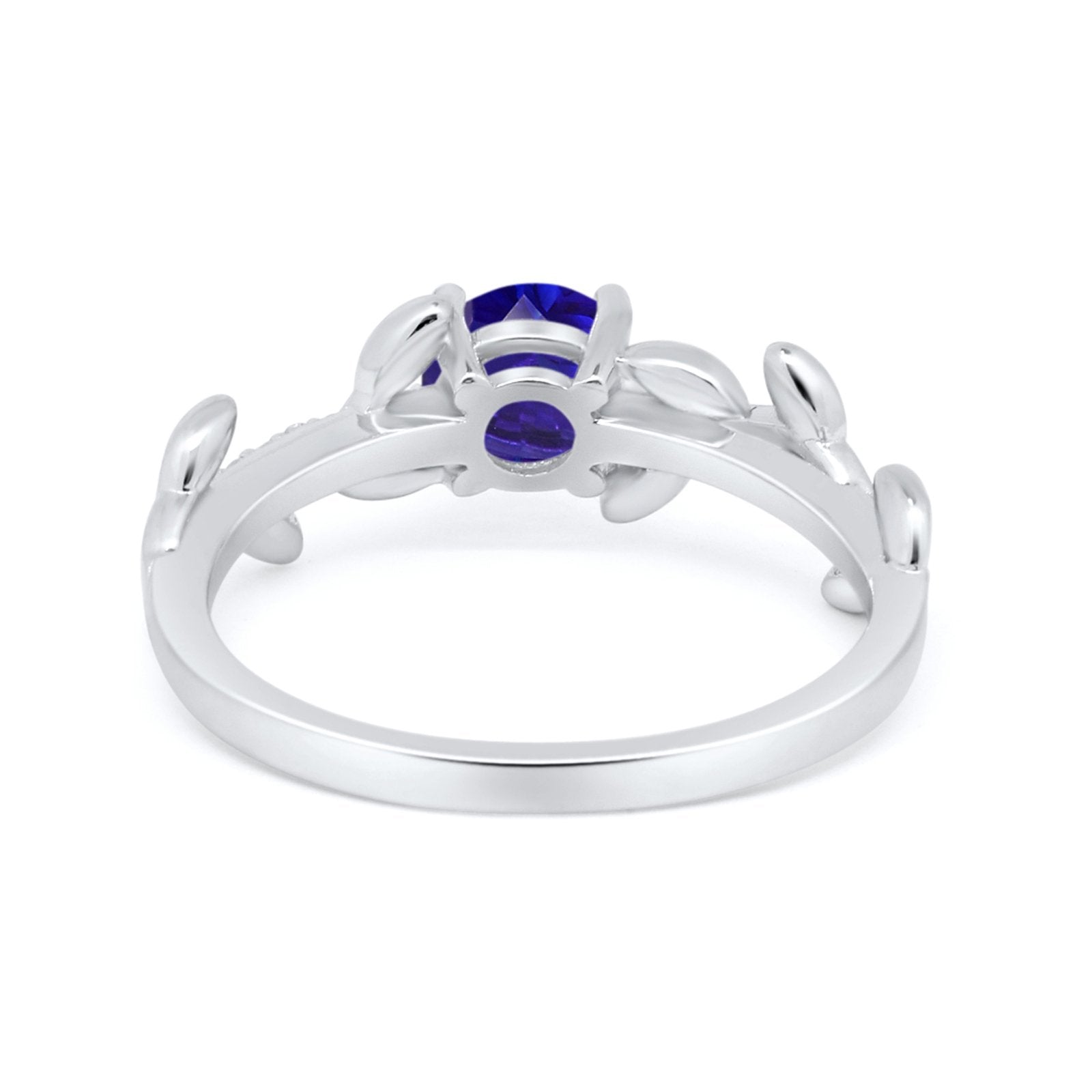 Floral Wedding Bridal Ring Simulated Blue Sapphire CZ 925 Sterling Silver