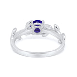 Floral Wedding Bridal Ring Simulated Blue Sapphire CZ 925 Sterling Silver