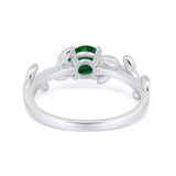 Floral Wedding Bridal Ring Simulated Green Emerald CZ 925 Sterling Silver