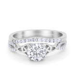 Celtic Wedding Ring Band Simulated Cubic Zirconia 925 Sterling Silver