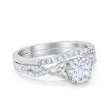 Celtic Wedding Ring Band Simulated Cubic Zirconia 925 Sterling Silver