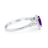 Teardrop Engagement Ring Simulated Amethyst CZ 925 Sterling Silver