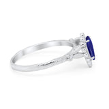 Teardrop Engagement Ring Simulated Blue Sapphire CZ 925 Sterling Silver
