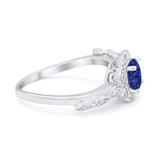Art Deco Wedding Ring Simulated Blue Sapphire CZ 925 Sterling Silver