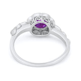 Art Deco Wedding Ring Simulated Amethyst CZ 925 Sterling Silver