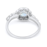 Art Deco Wedding Ring Lab Created White Opal 925 Sterling Silver
