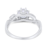 Floral Infnity Shank Engaement Ring Round Simulated CZ 925 Sterling Silver