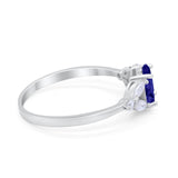 Oval Art Deco Engagement Ring Marquise Simulated Blue Sapphire CZ 925 Sterling Silver